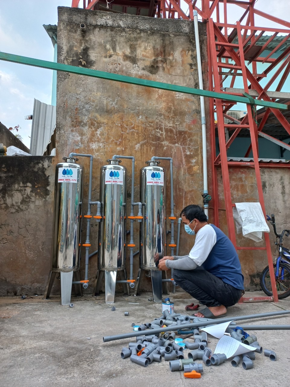 Lọc nước giếng khoan cho phòng trọ ở Nguyễn Cửu Phú_ Bình Chánh