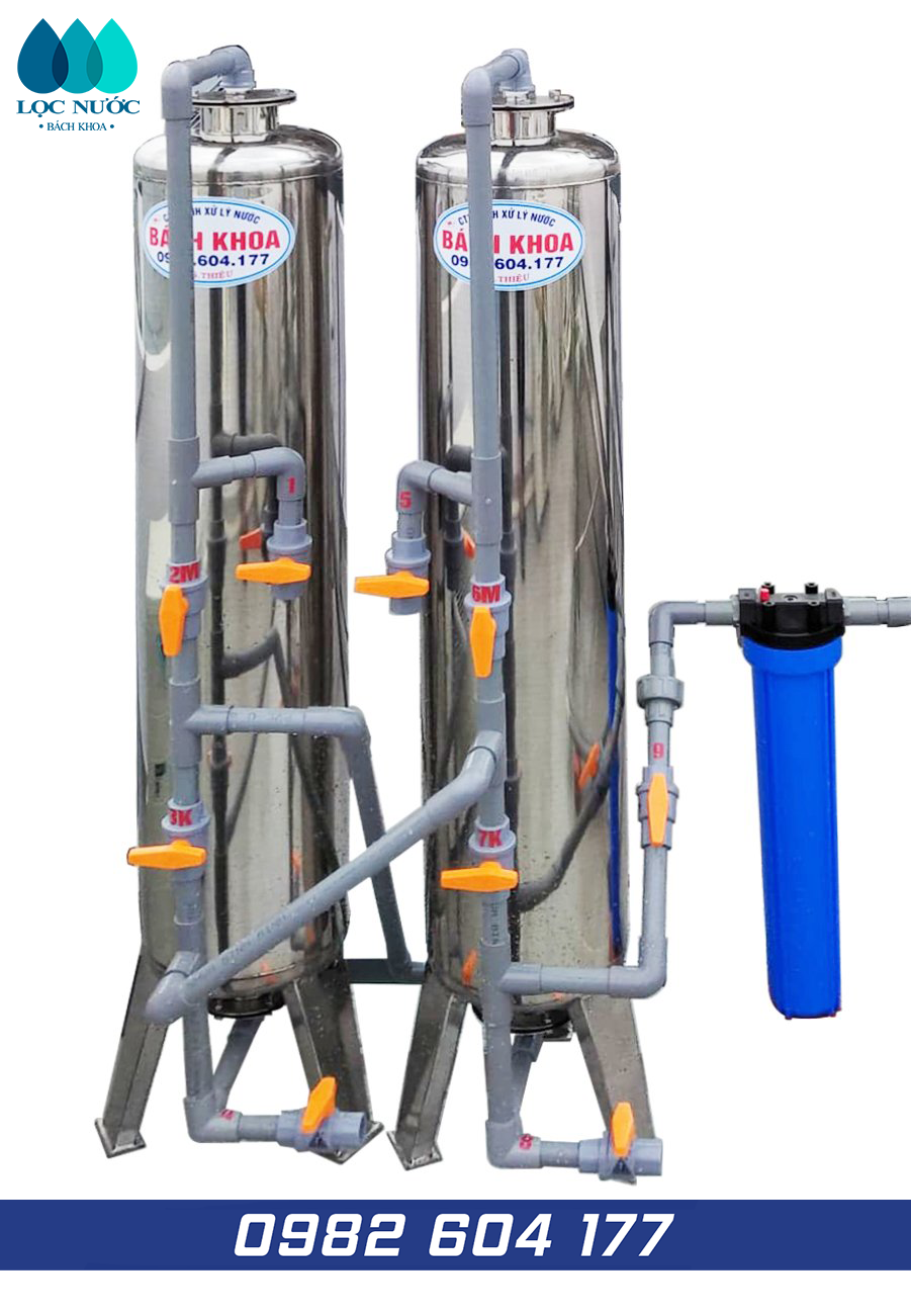 Bộ 02 cột lọc nước máy bằng inox 304 cao cấp - BK004