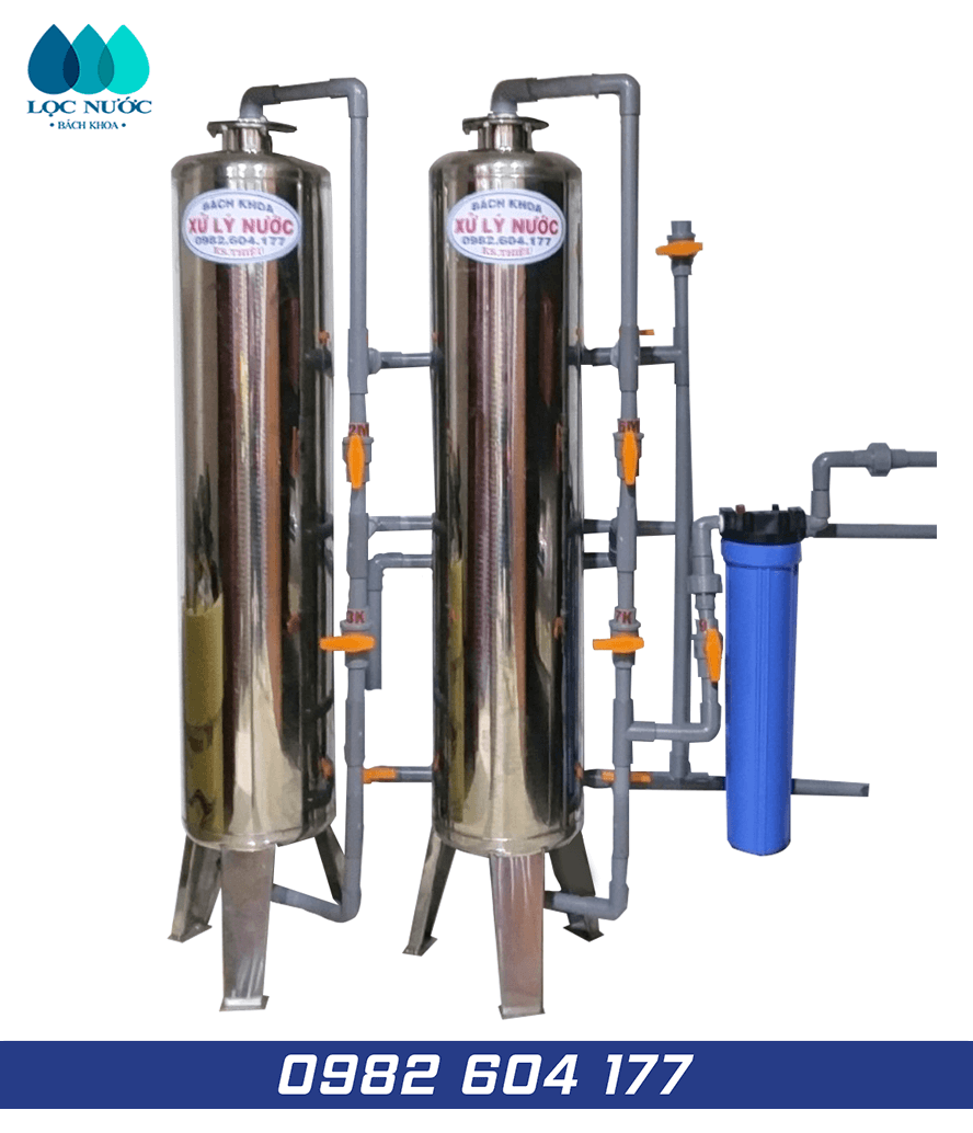 Bộ 02 cột lọc inox 304 lọc nước sinh hoạt đầu nguồn - BK007