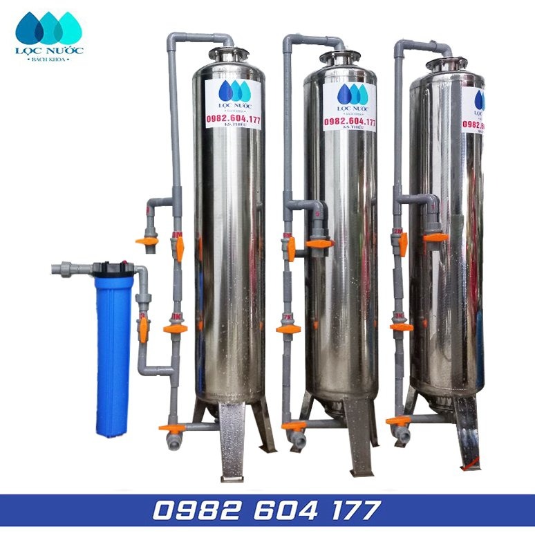 Bộ 03 bình inox lọc nước đầu nguồn và bình lọc tinh - BK067