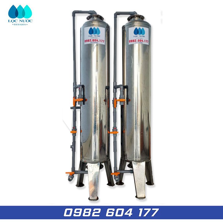 Lọc nước giếng phèn cho gia đình với 02 cột lọc inox - BK015